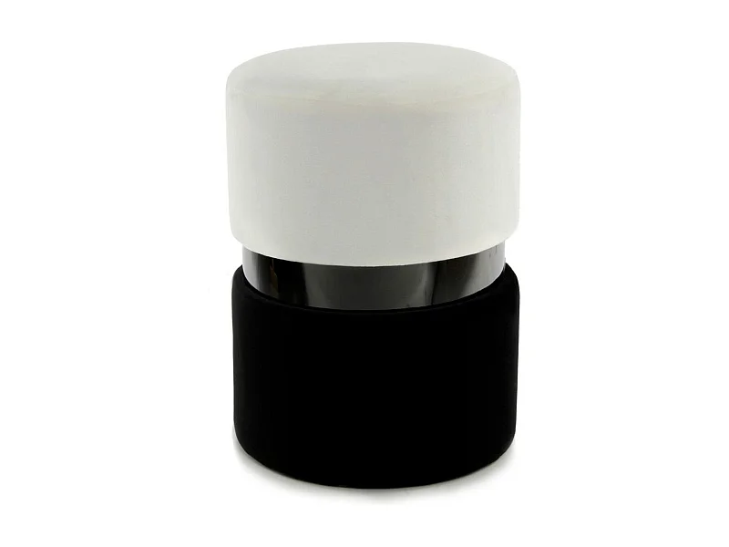 Pouf Rond Design "Gipsy" 46cm Crème & Noir