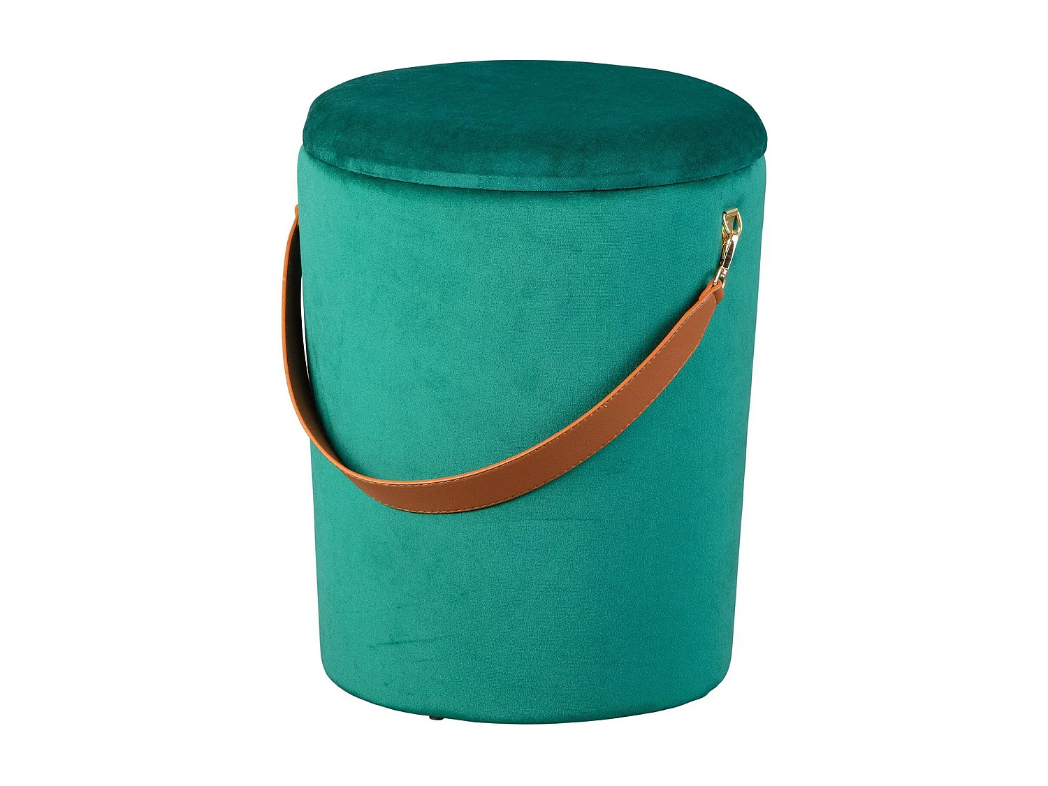 Pouf Coffre en Velours à Sangle "Yola" 45cm Vert