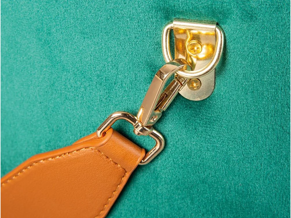 Pouf Coffre en Velours à Sangle "Yola" 45cm Vert