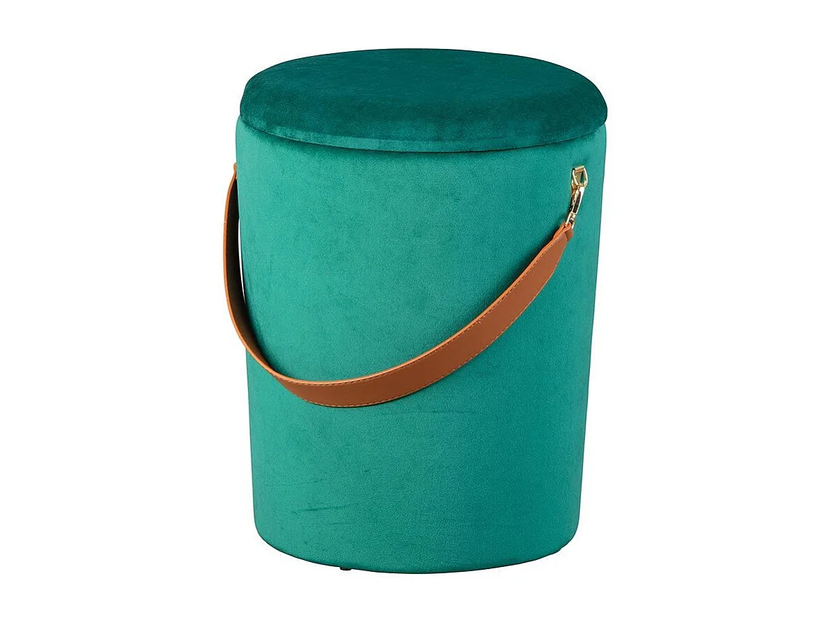 Pouf Coffre en Velours à Sangle "Yola" 45cm Vert