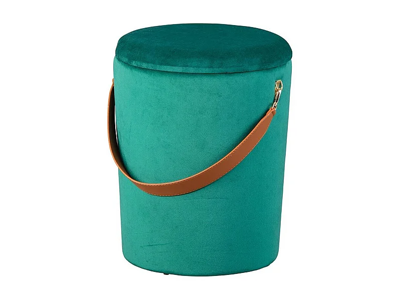 Pouf Coffre en Velours à Sangle "Yola" 45cm Vert