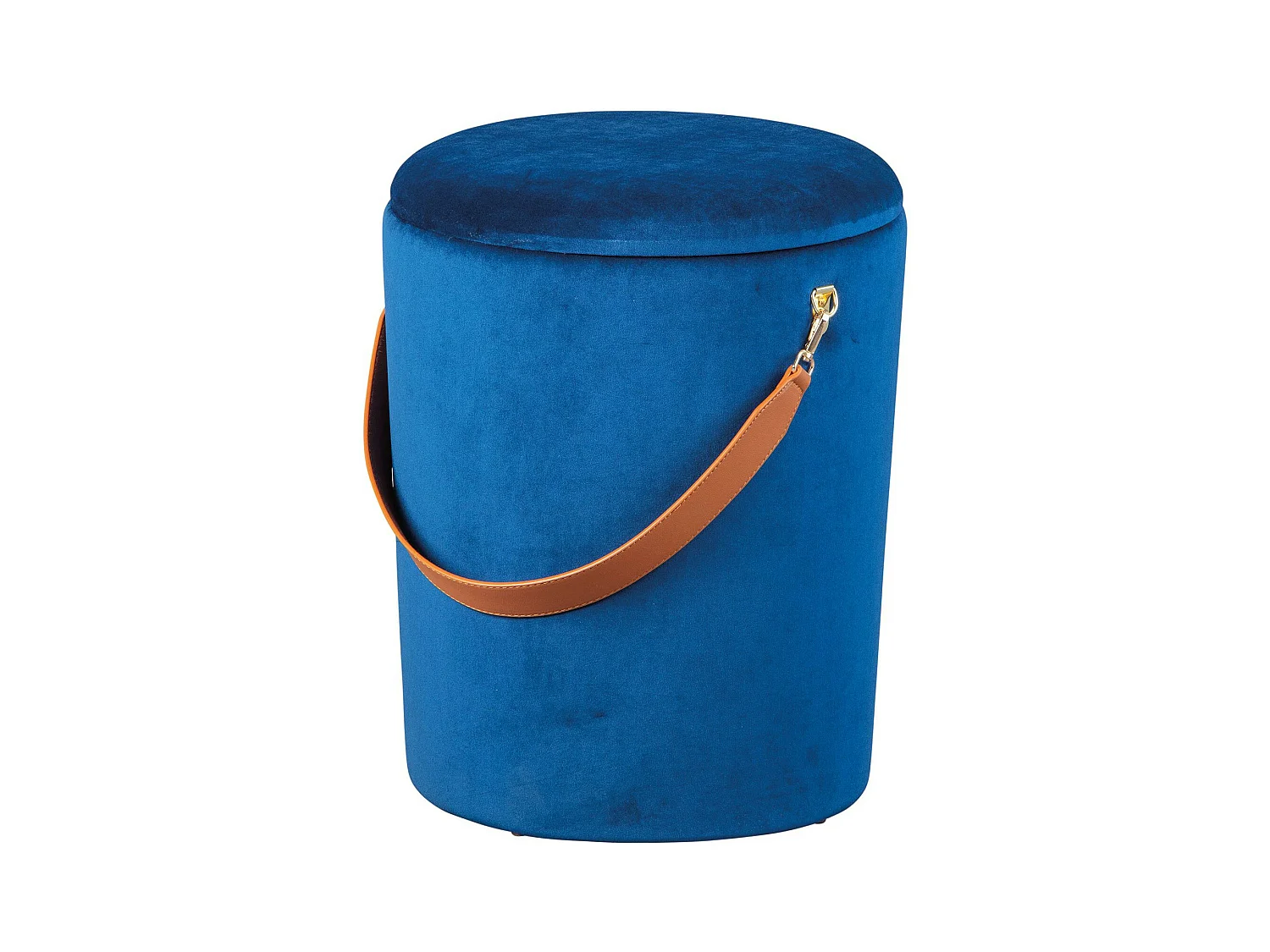 Pouf Coffre en Velours à Sangle "Yola" 45cm Bleu