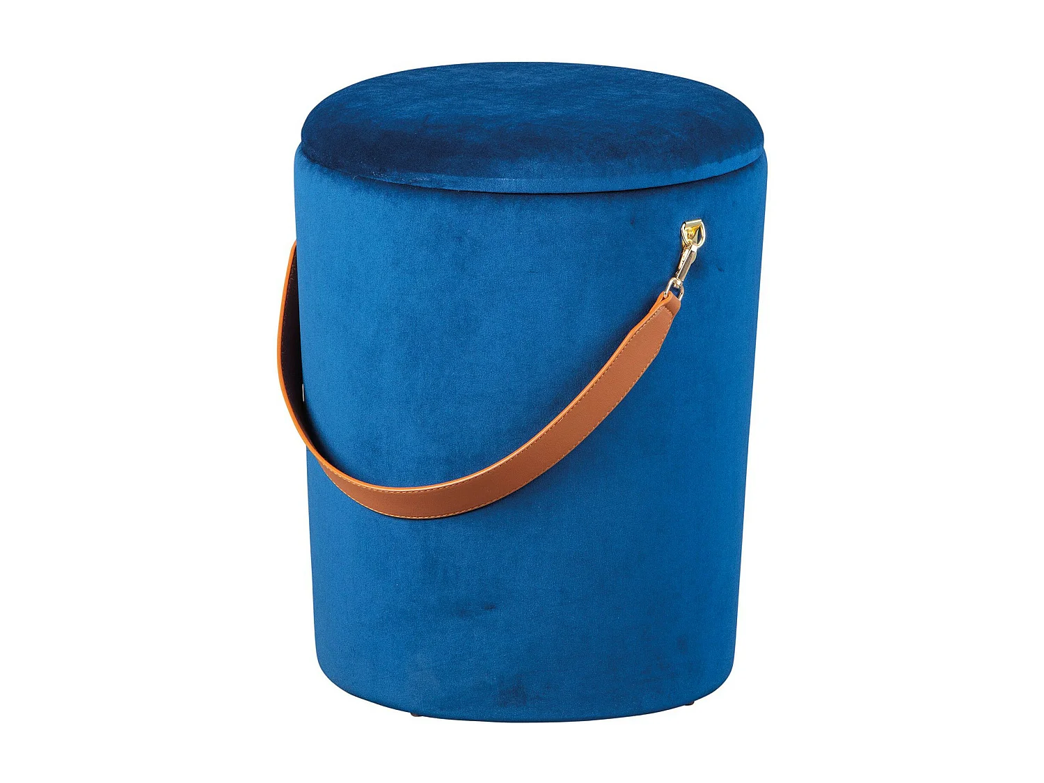 Pouf Coffre en Velours à Sangle "Yola" 45cm Bleu