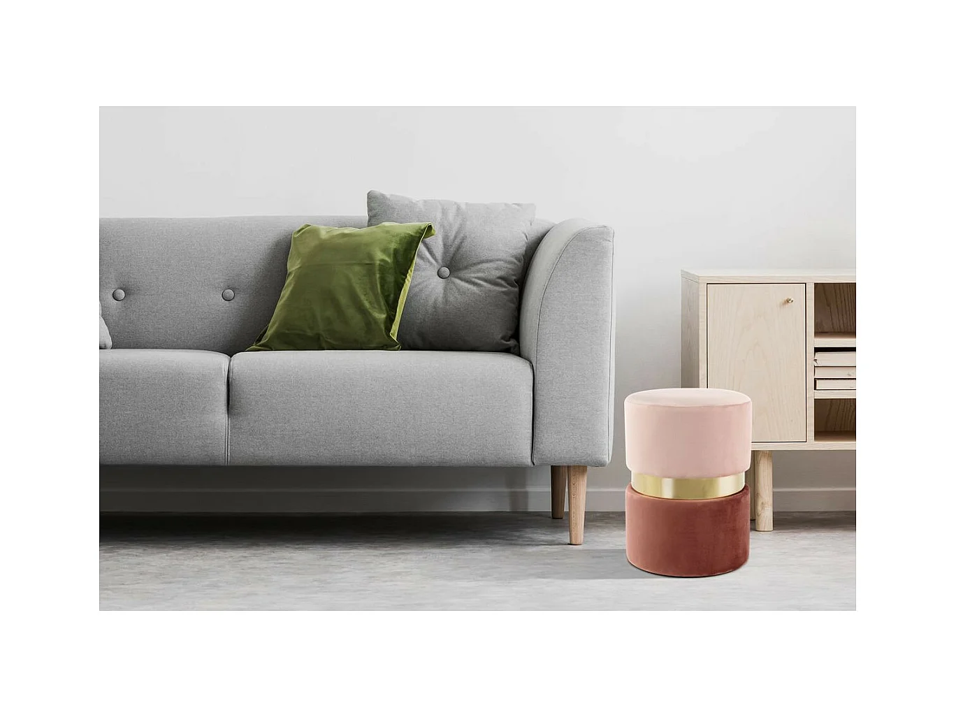 Pouf Rond Design "Gipsy" 46cm Rose