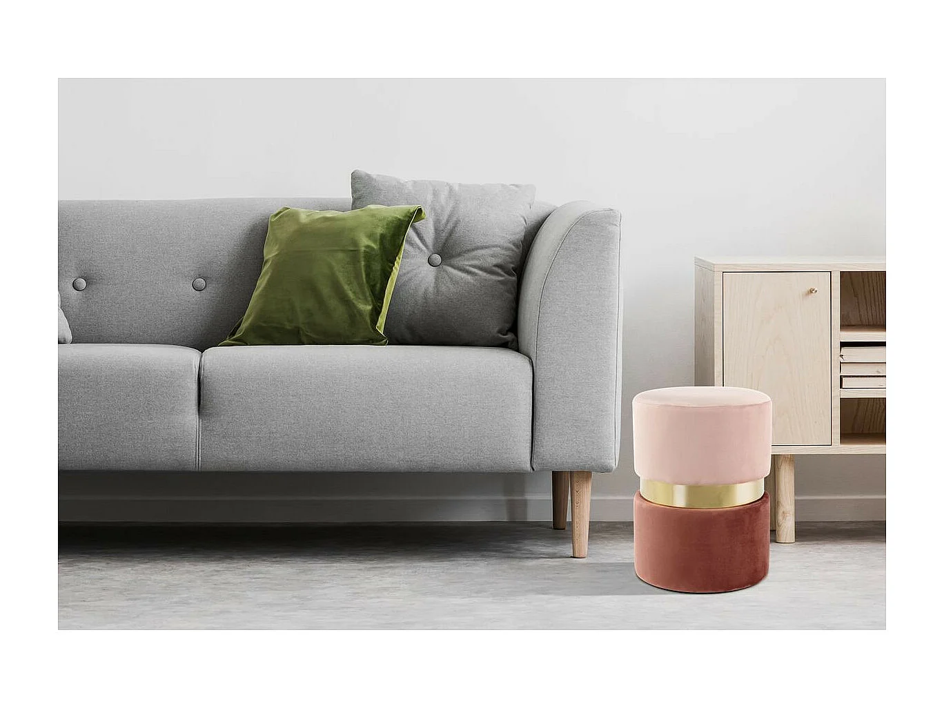 Pouf Rond Design "Gipsy" 46cm Rose