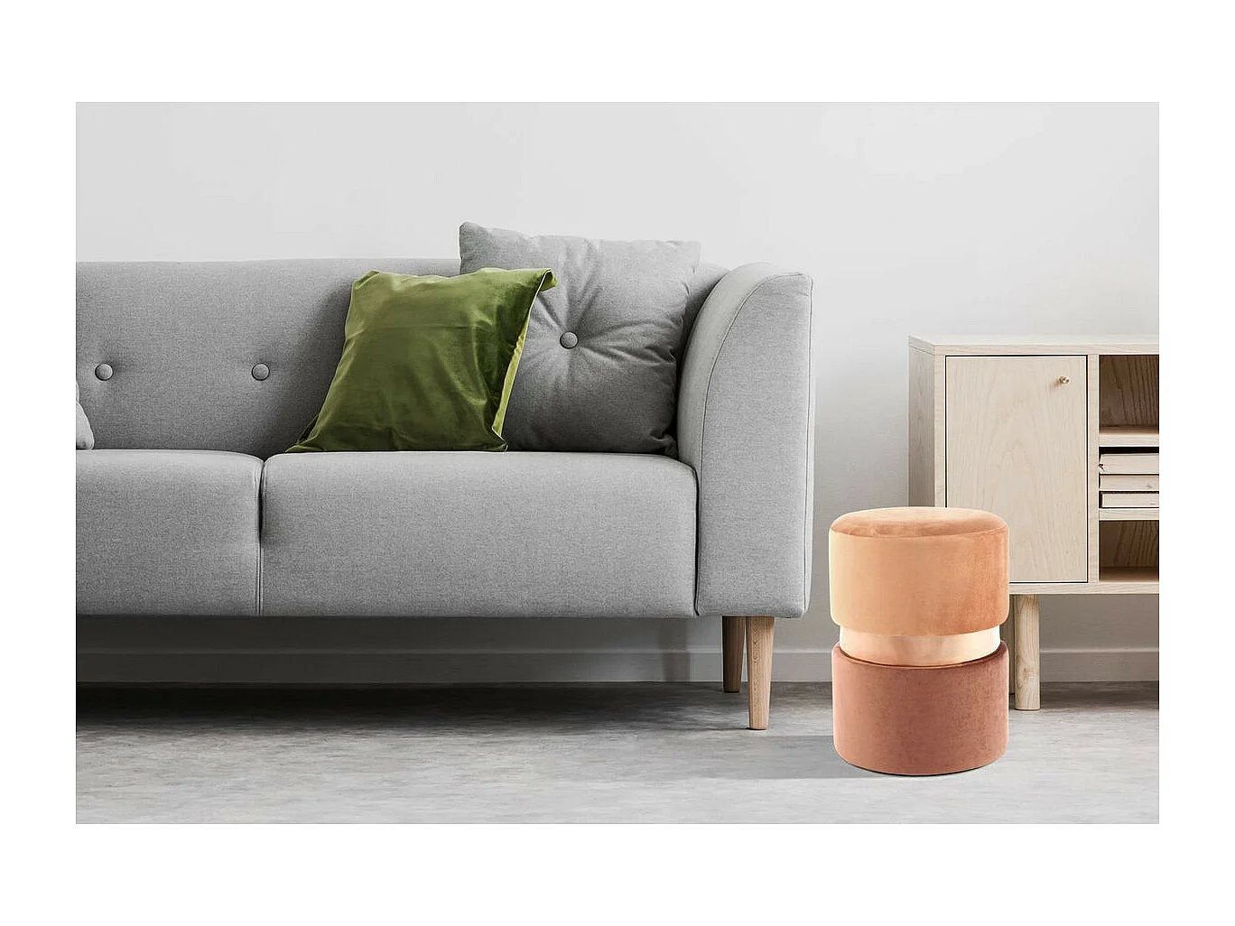 Pouf Rond Design "Gipsy" 46cm Terracotta & Marron