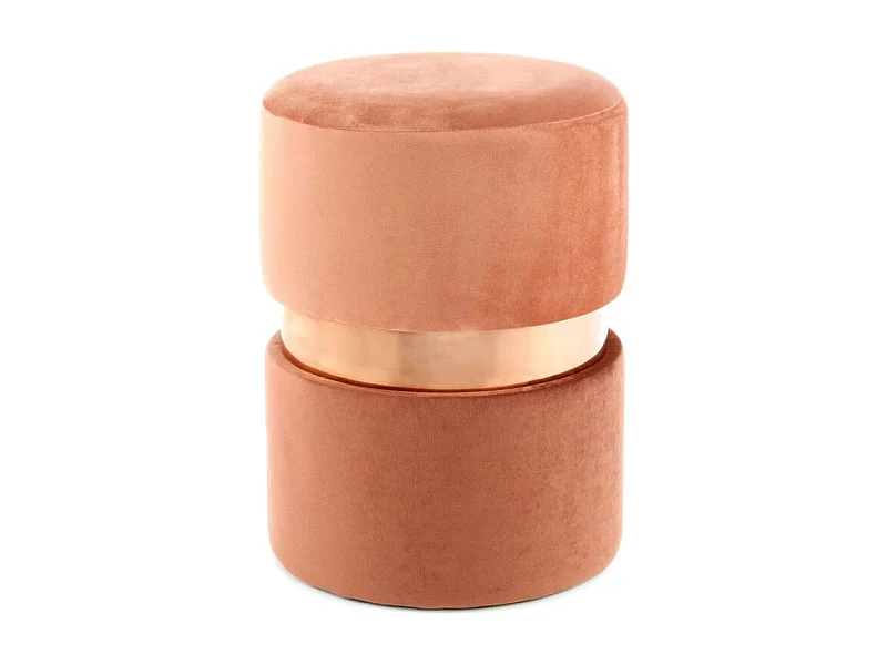 Pouf Rond Design "Gipsy" 46cm Terracotta & Marron