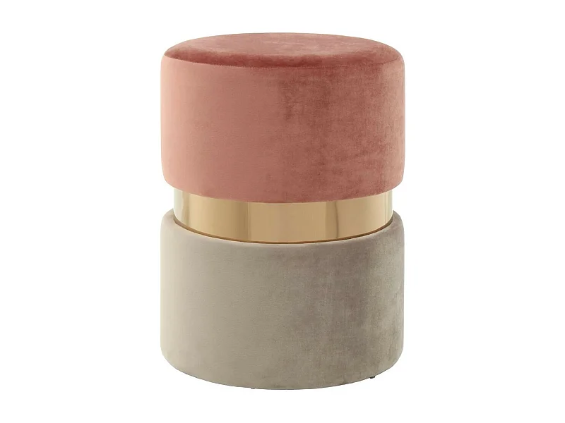 Pouf Rond Design "Gipsy" 46cm Rose & Taupe