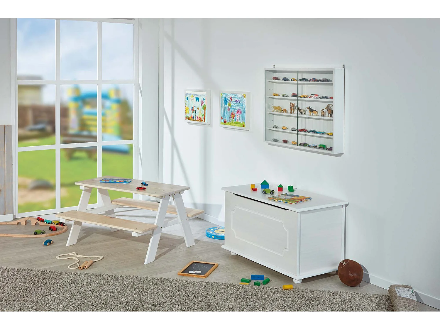 Coffre à Jouets en Bois Massif "Emaz" 53cm Blanc