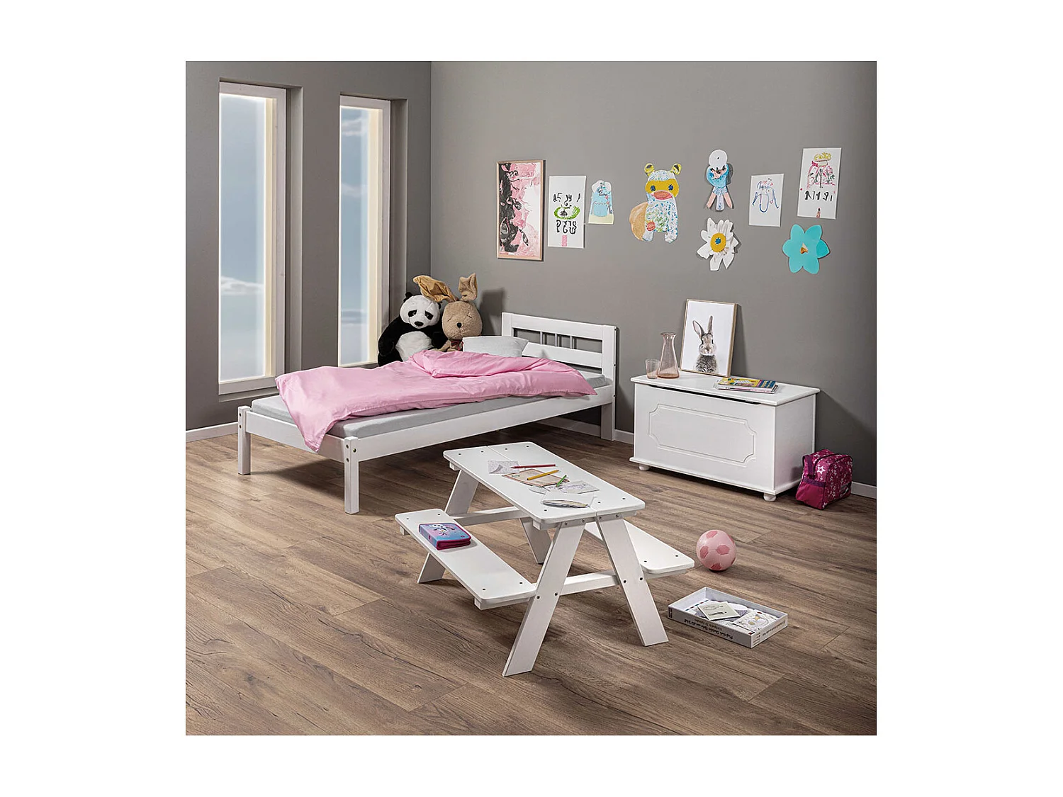 Coffre à Jouets en Bois Massif "Emaz" 53cm Blanc