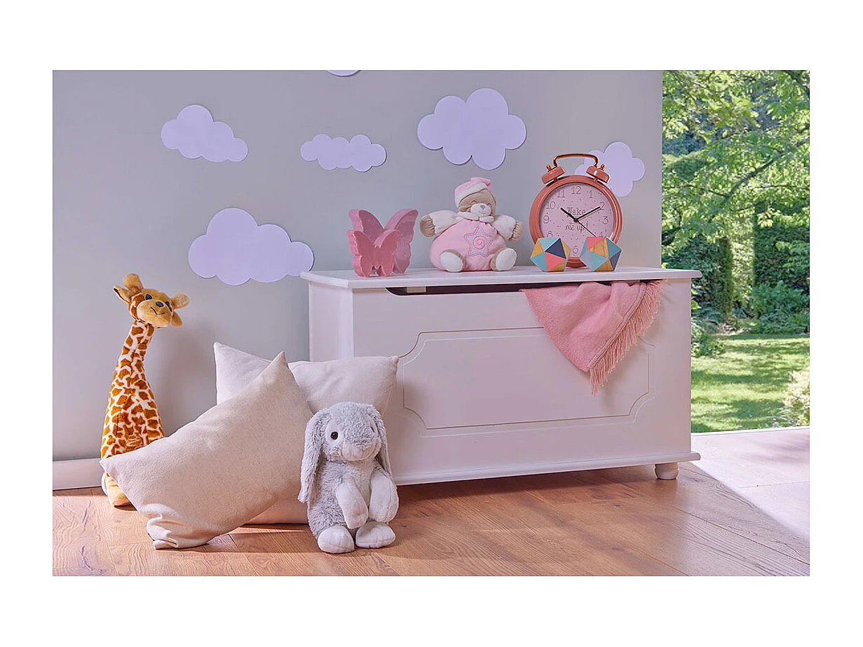 Coffre à Jouets en Bois Massif "Emaz" 53cm Blanc