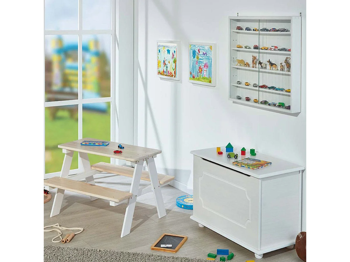 Karal wit gelakte massief grenen speelgoedkist