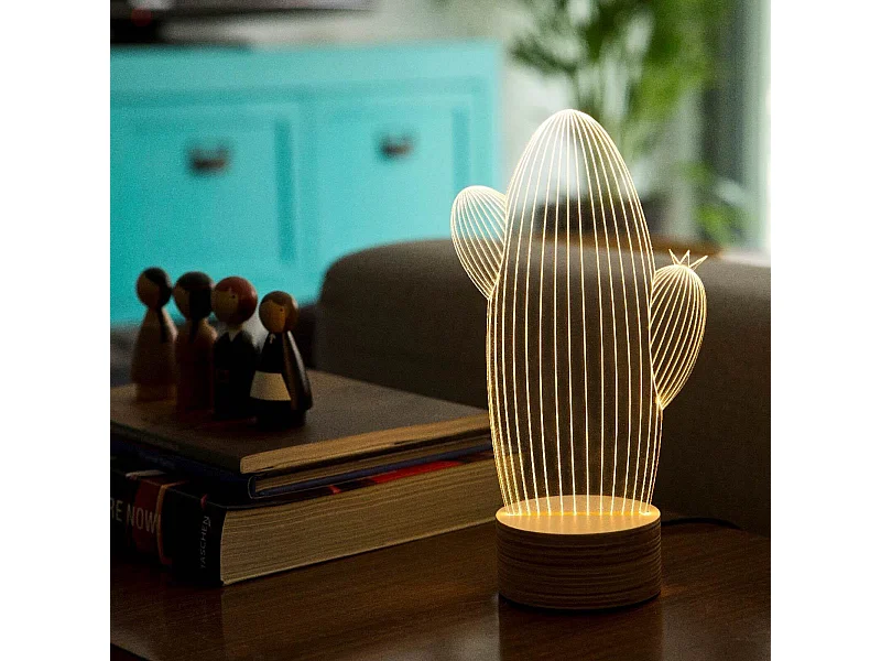 Lampe bulbing cactus 3d à lumières led