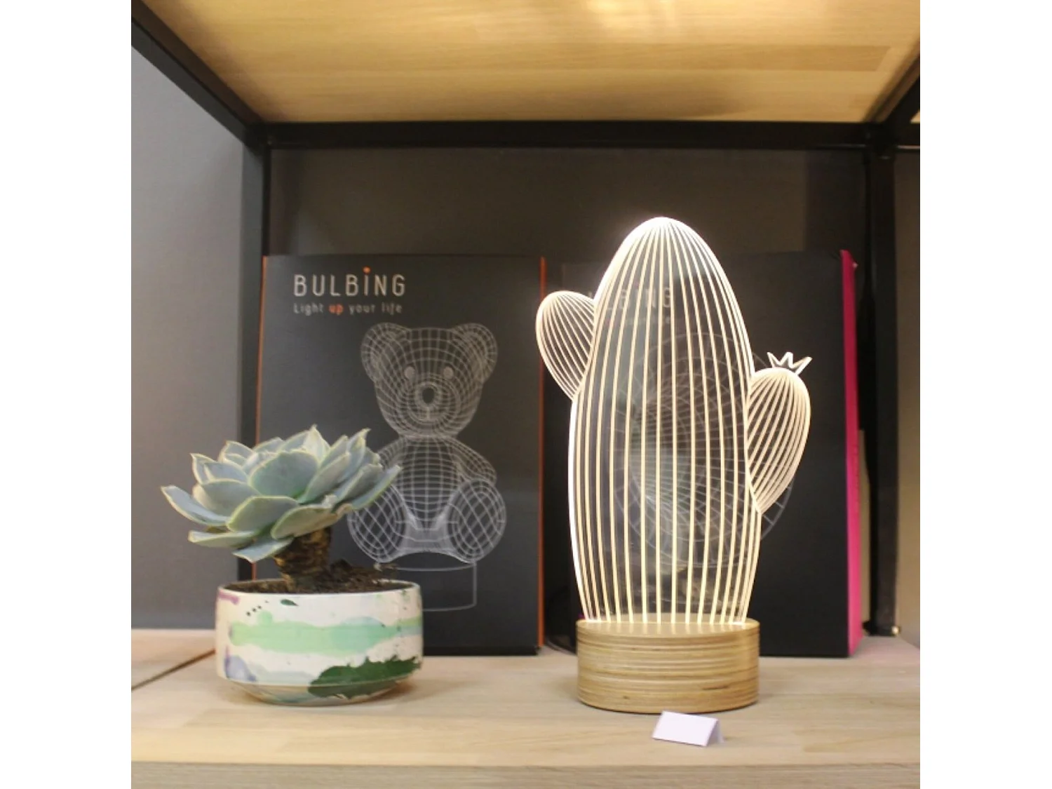 Lampe bulbing cactus 3d à lumières led