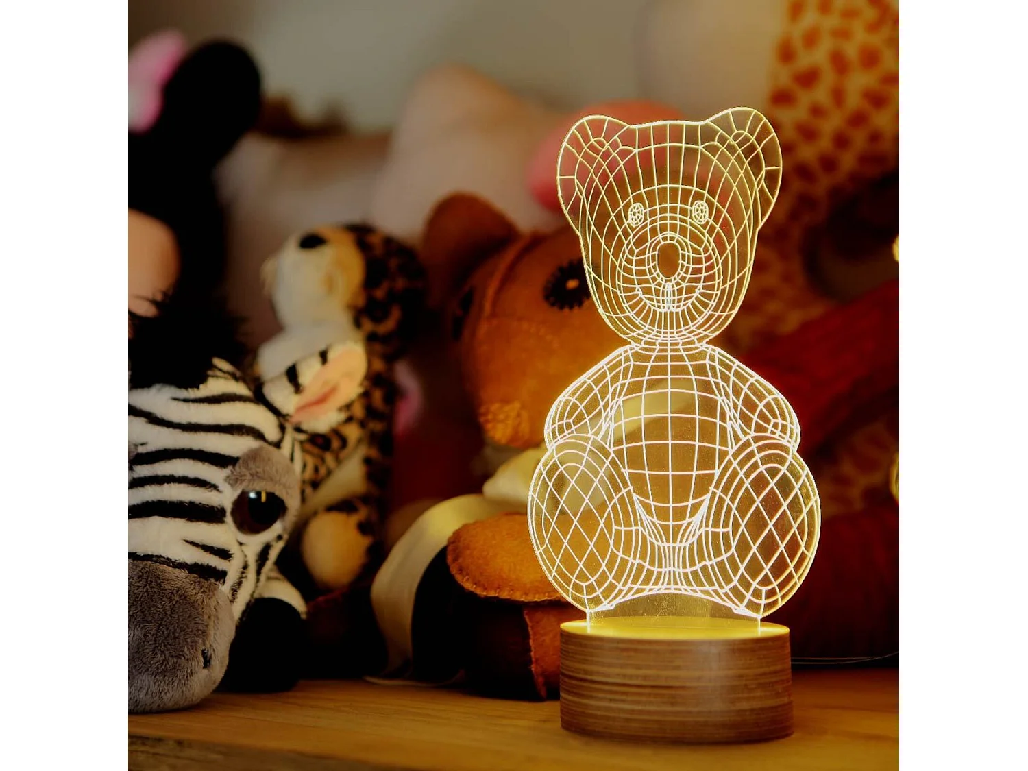 Lampe bulbing teddy bear tridimensionnelle lumières led