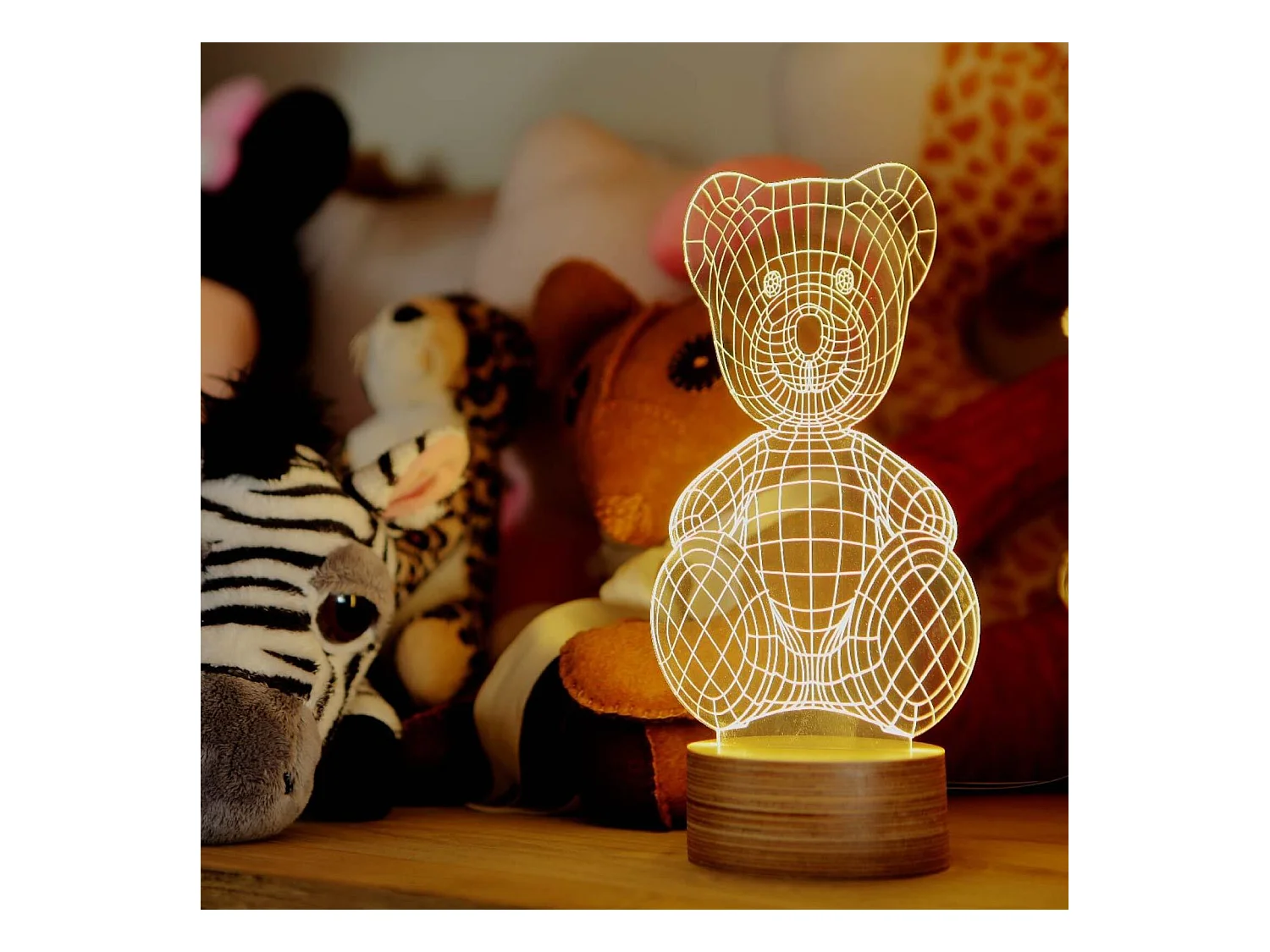Lampe bulbing teddy bear tridimensionnelle lumières led
