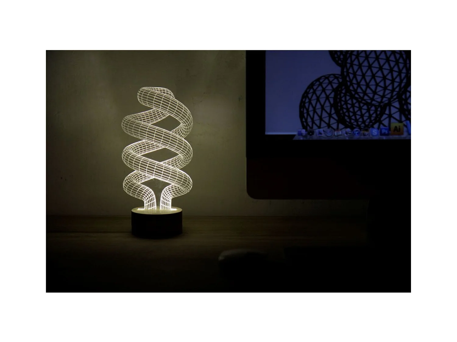 Lampe bulbing spiral 3d lumière led