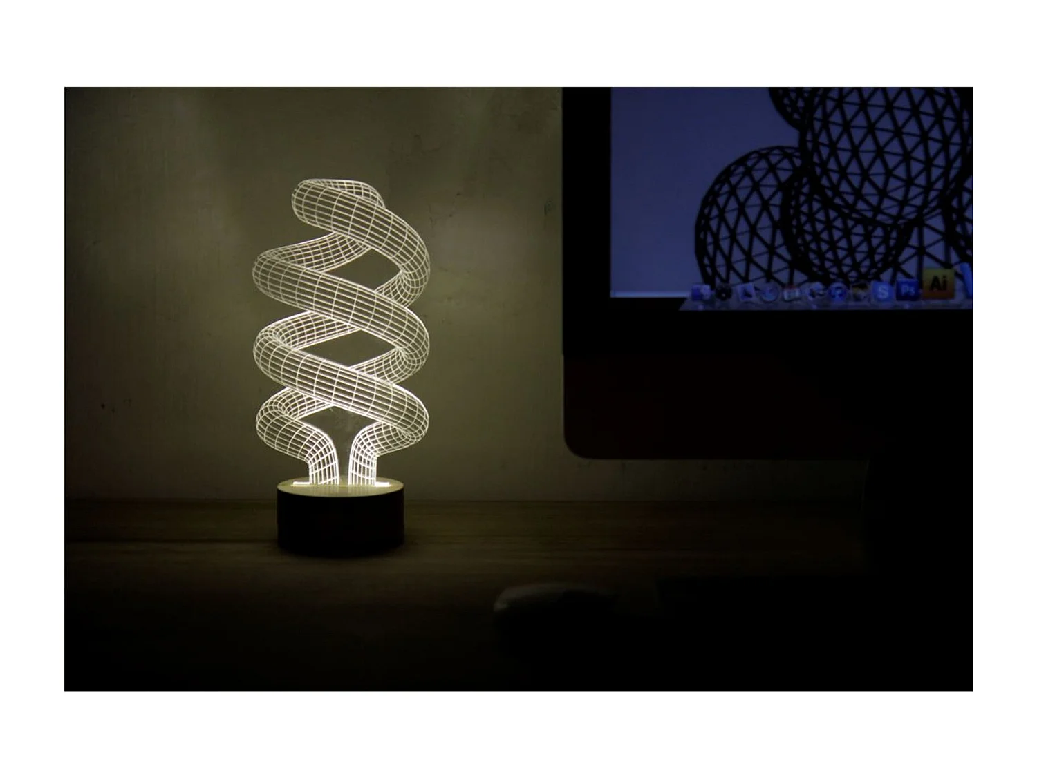 Lampe bulbing spiral 3d lumière led