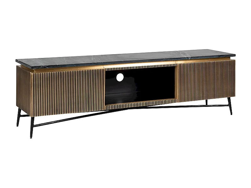Buffet TV Marbre et Doré Élégance Moderne