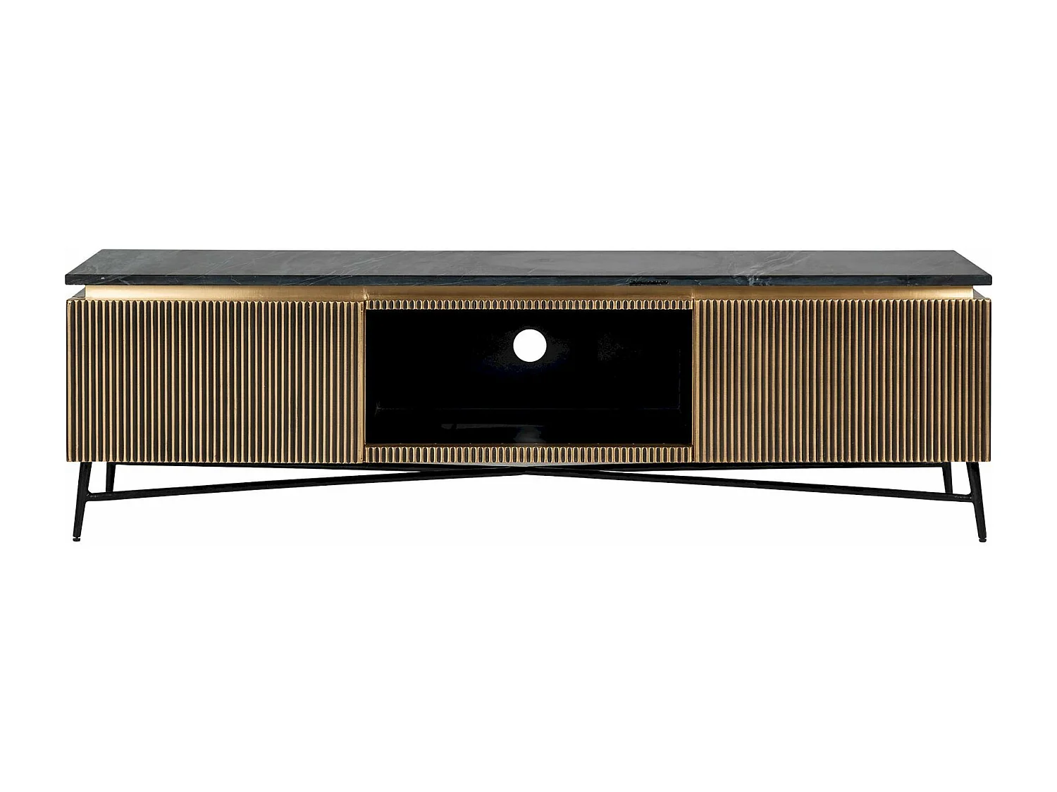 Buffet TV Marbre et Doré Élégance Moderne