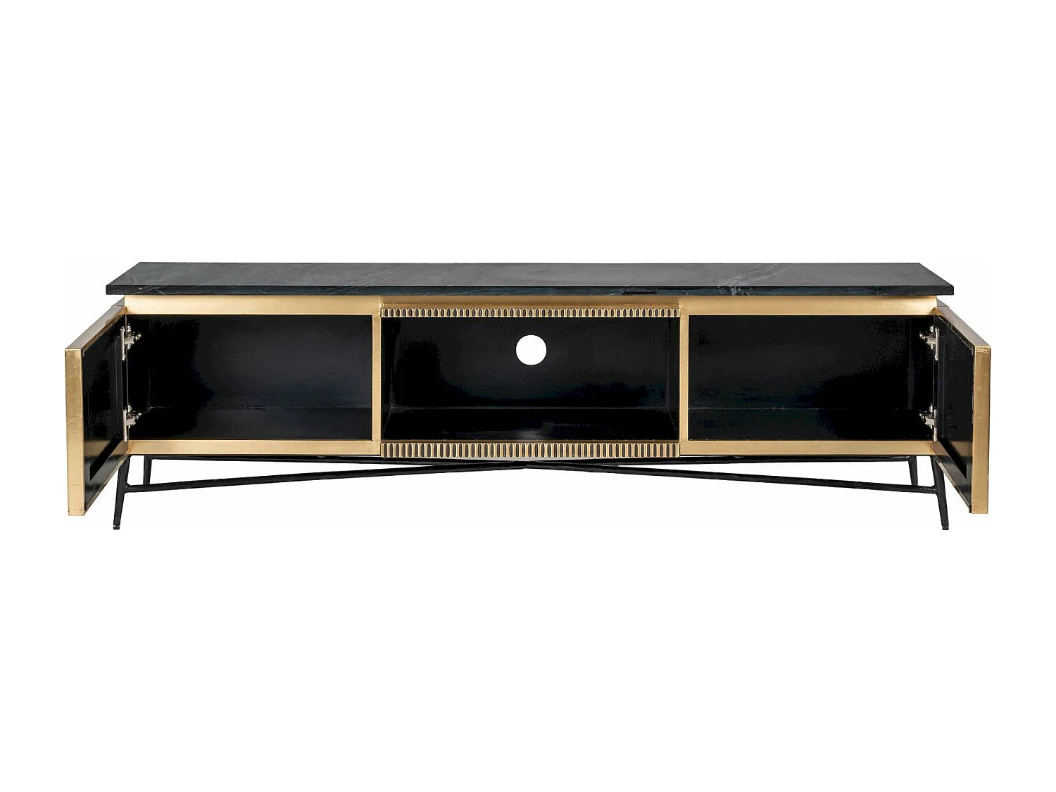 Buffet TV Marbre et Doré Élégance Moderne
