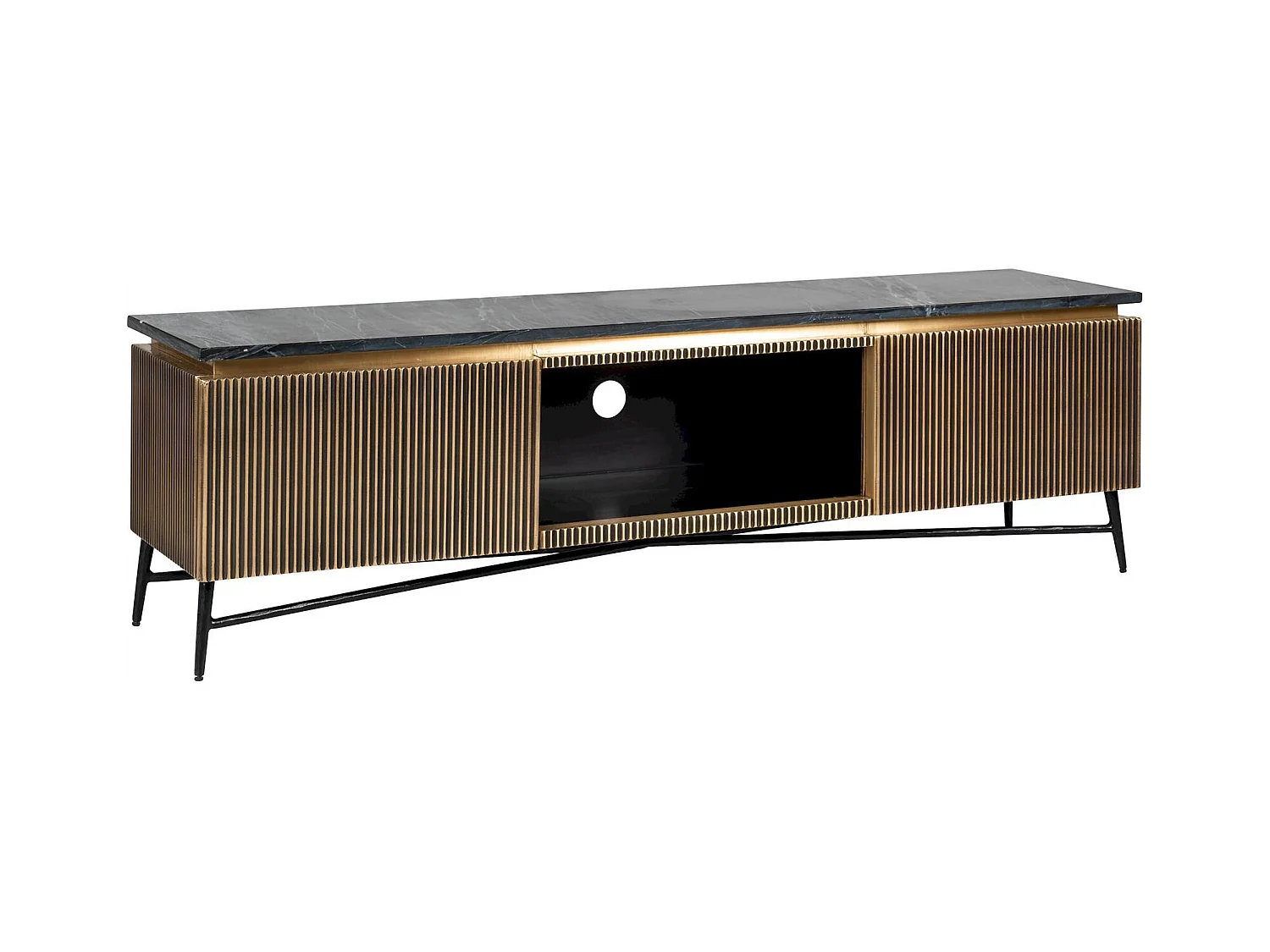 Buffet TV Marbre et Doré Élégance Moderne