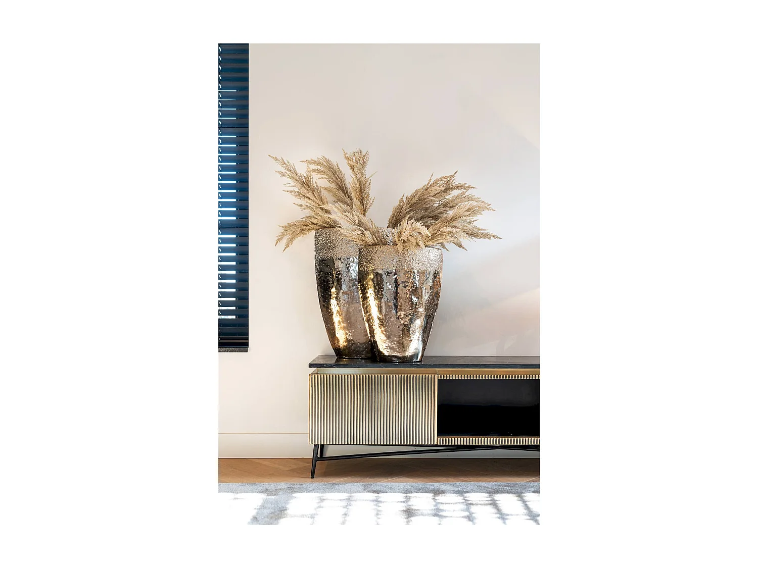 Buffet TV Marbre et Doré Élégance Moderne