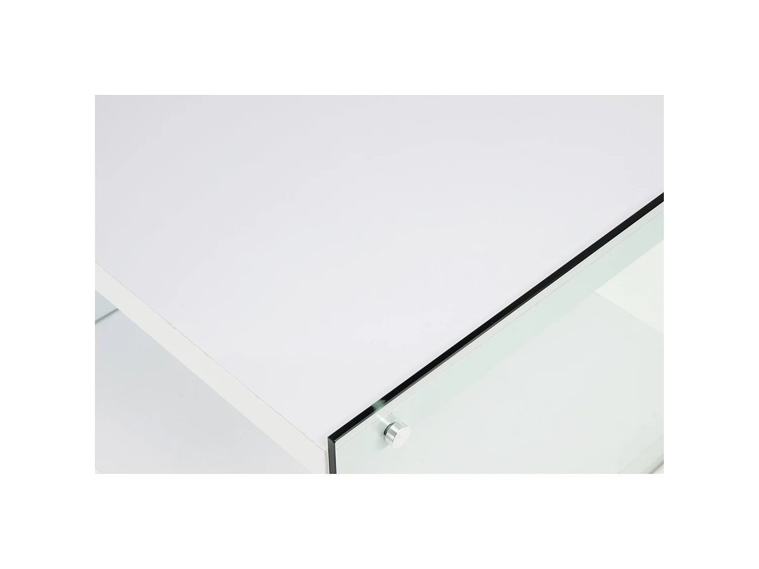 Meuble TV épuré en verre transparent avec étagères