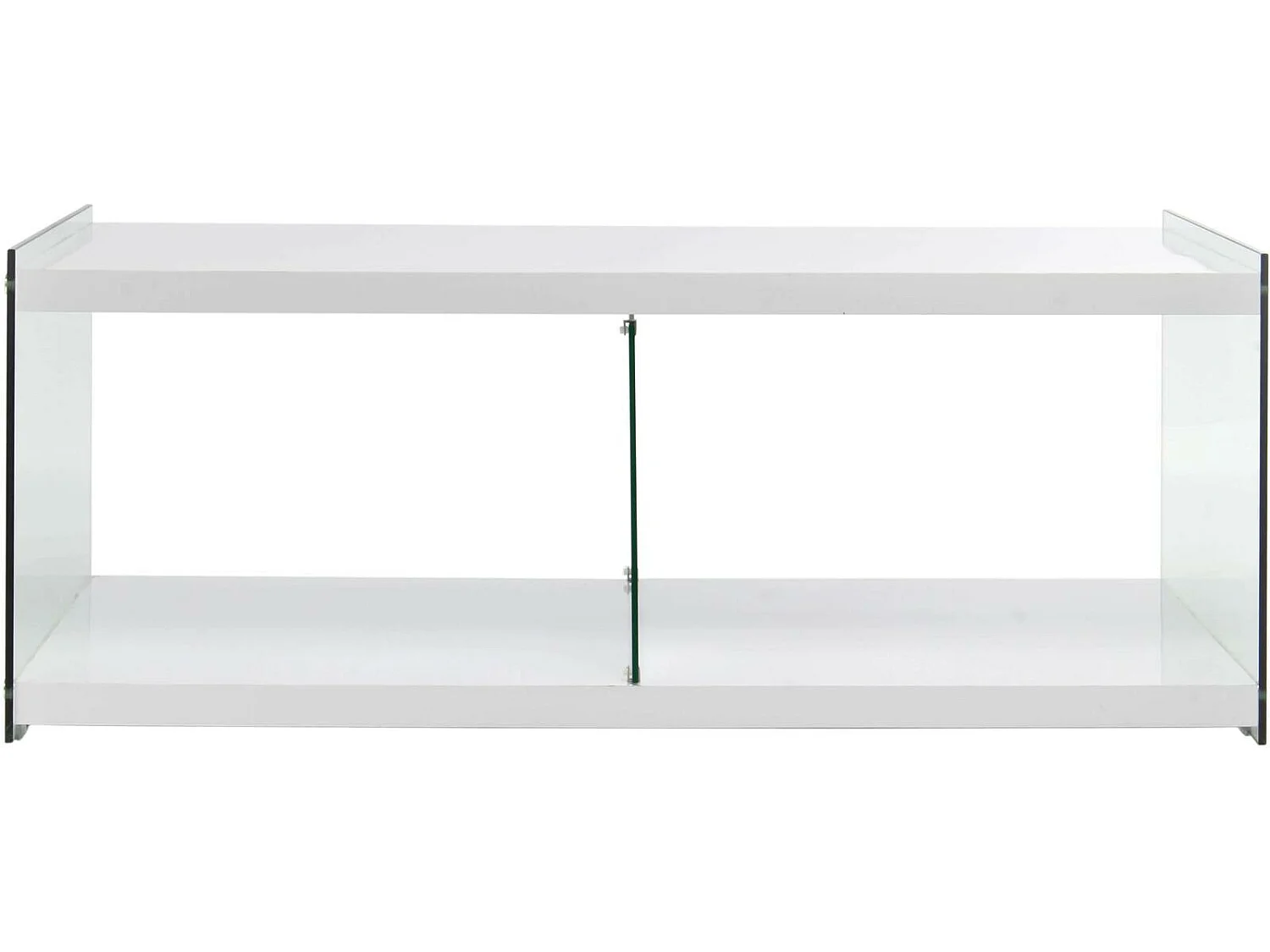 Meuble TV épuré en verre transparent avec étagères