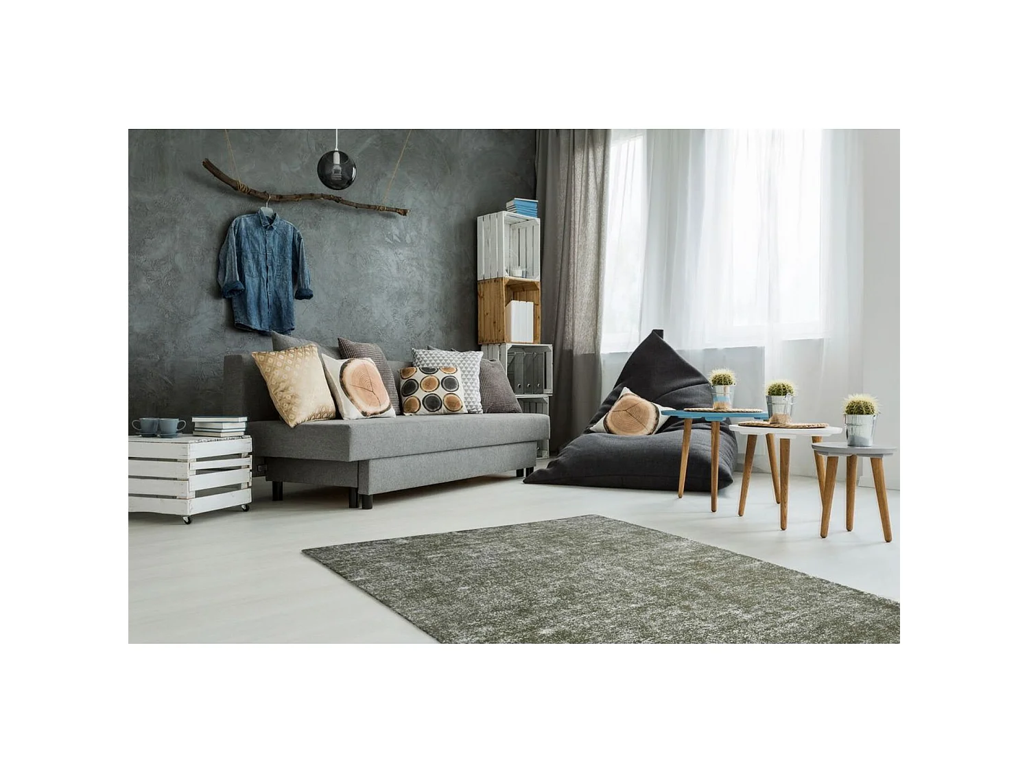 Tapis fait main etna 110 olive - 80 x 150 cm