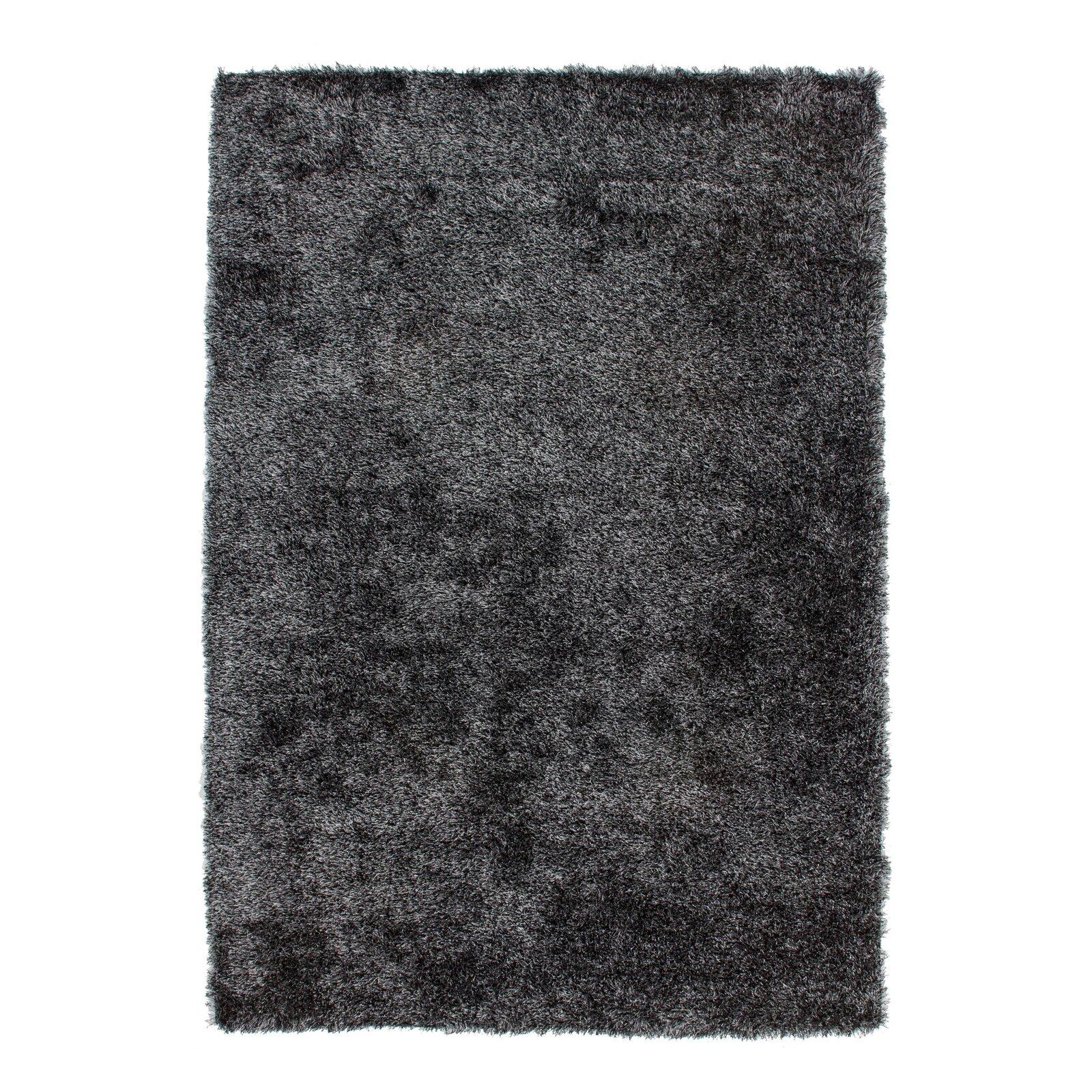 Tapis rond poils longs carreaux Habitat - gris/blanc 120 cm rond