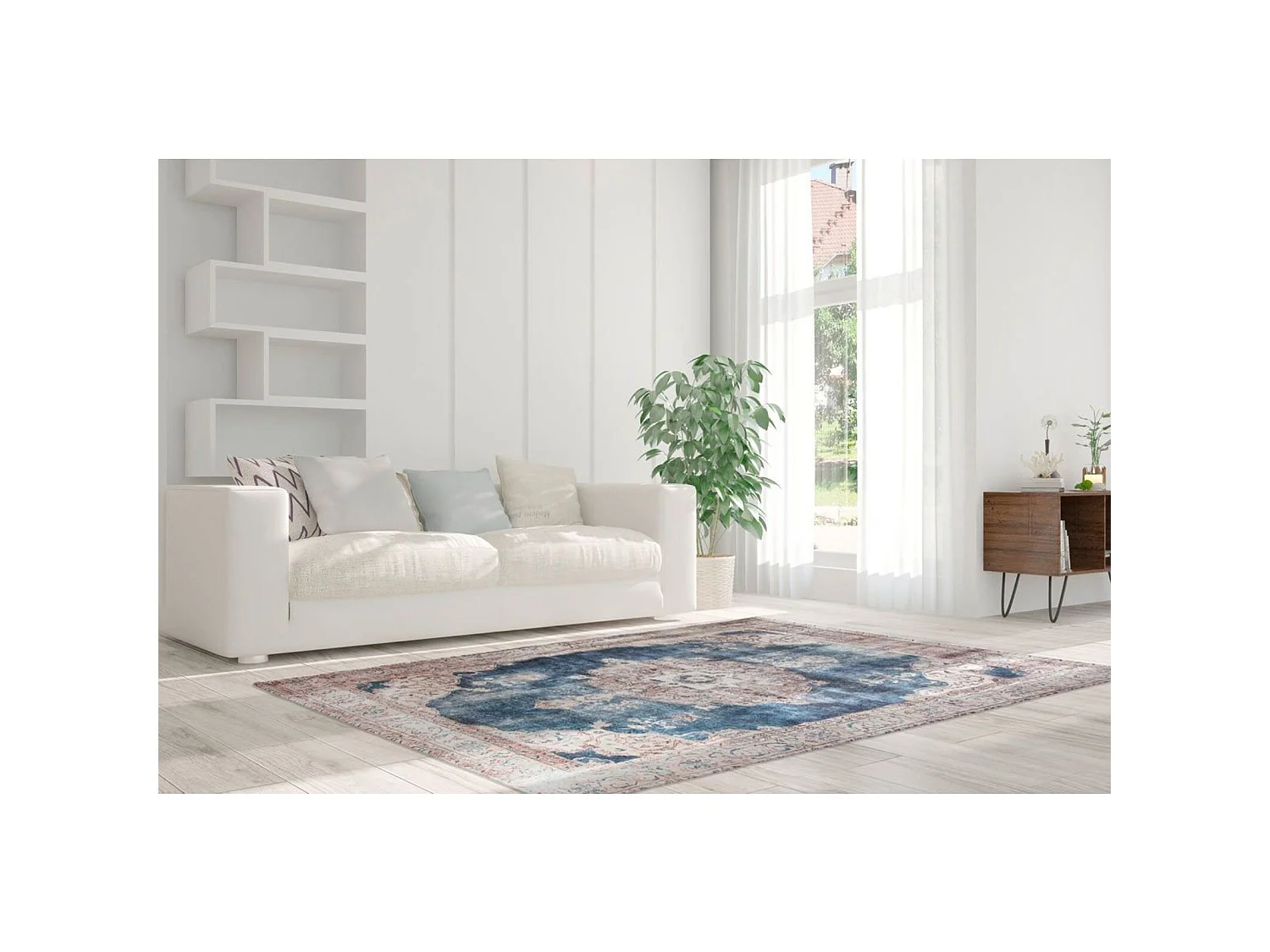 Tapis tissé vintage 8400 crème blau - 200 x 290 cm