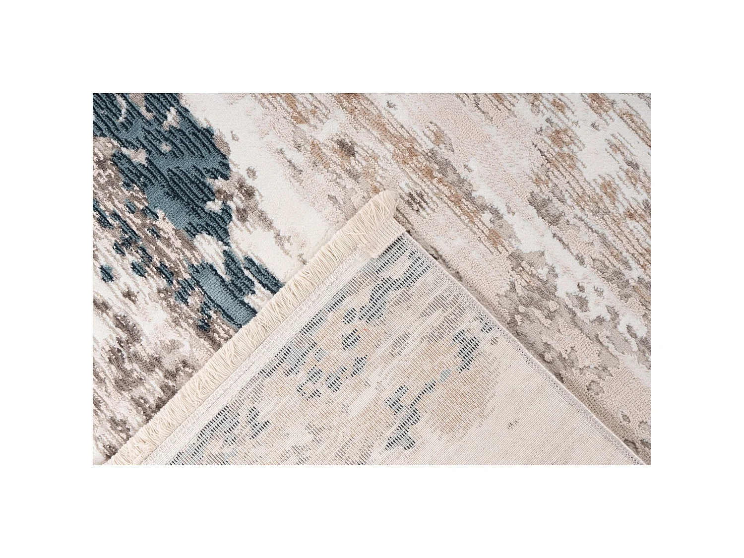 Tapis design moderne aux teintes neutres et bleutées - 80 x 150 cm