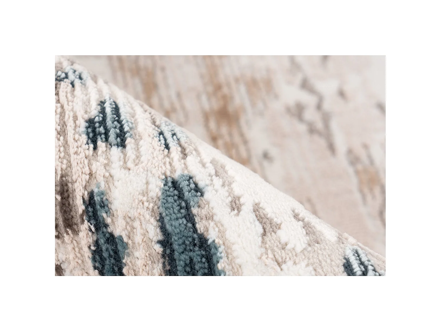 Tapis design moderne aux teintes neutres et bleutées - 80 x 150 cm