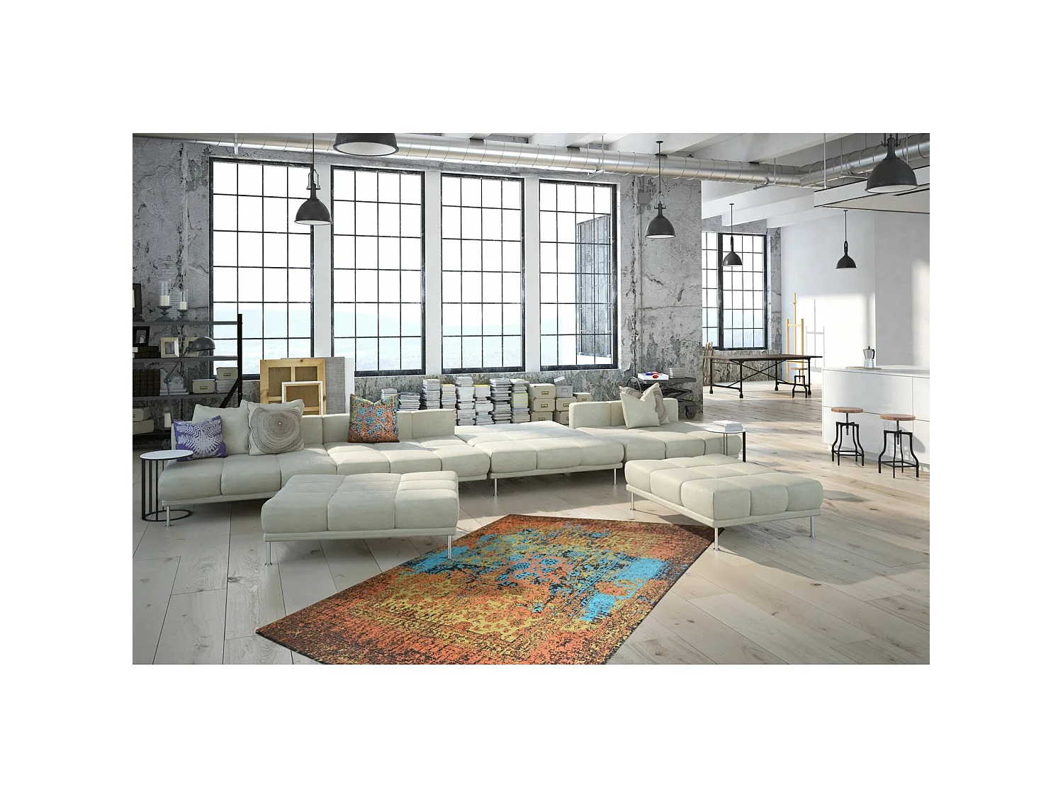 Tapis fait main solitaire 610 multicolore - 80 x 150 cm