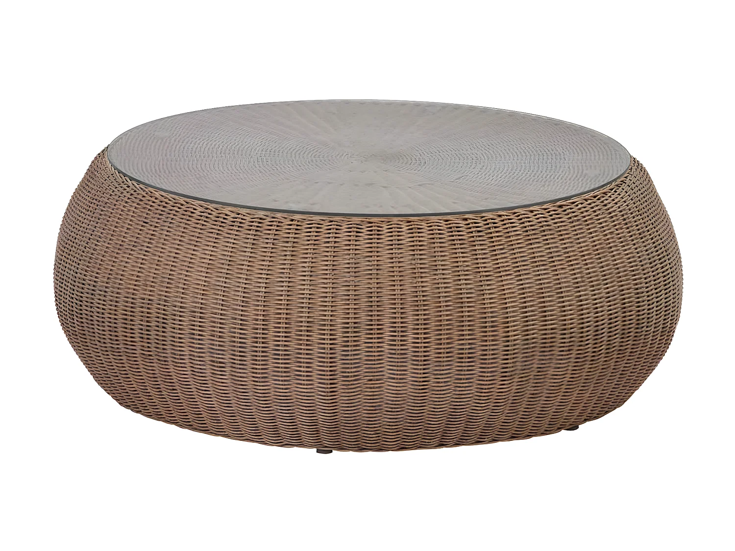 Tavolino giardino in resina intrecciata marrone - WHITEHEAVEN