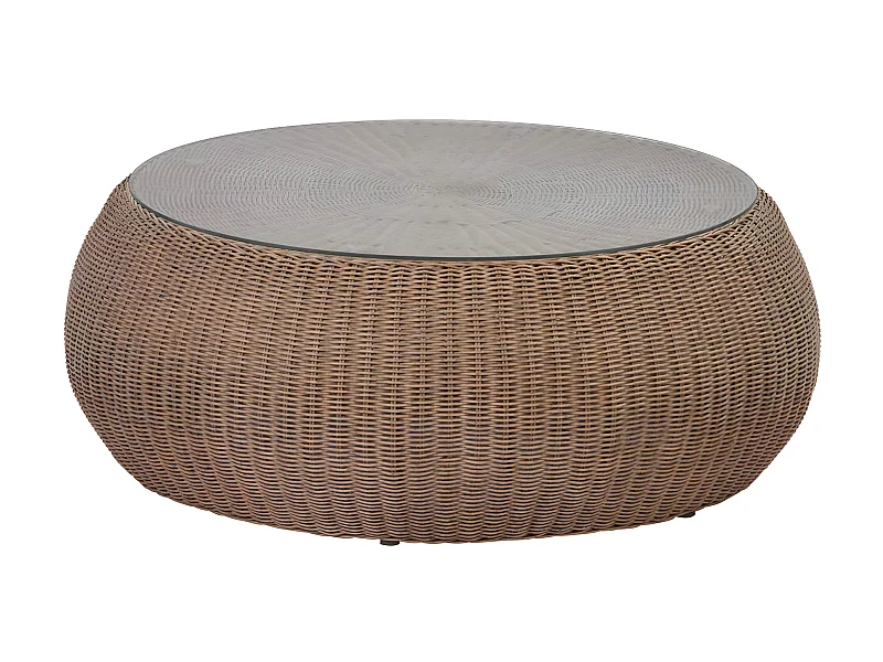 Tavolino giardino in resina intrecciata marrone - WHITEHEAVEN