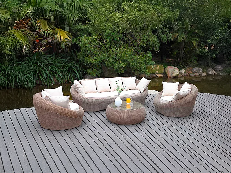 Lot de 2 fauteuils de jardin en résine tressée marron - WHITEHEAVEN de MYLIA