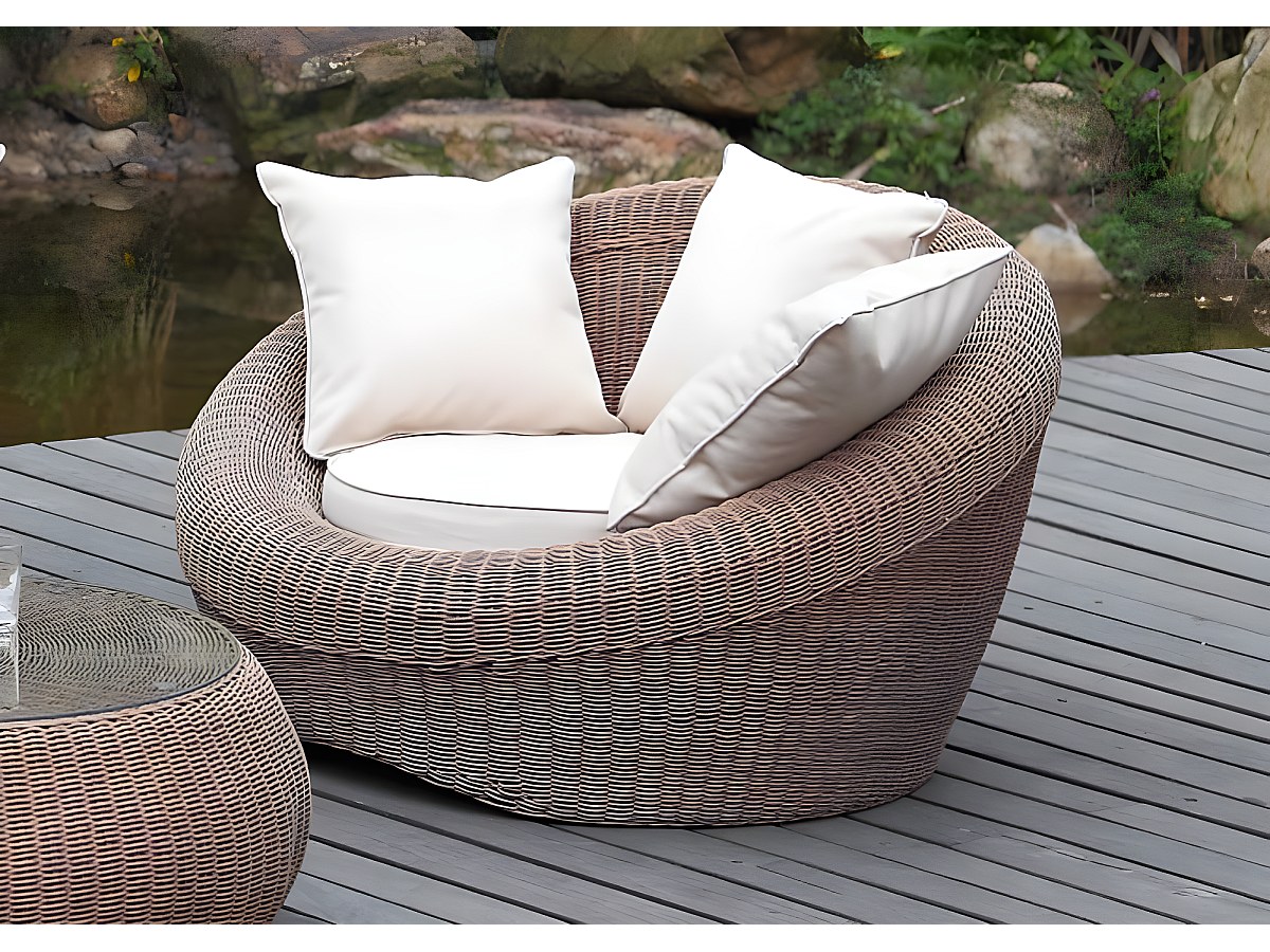 Conjunto 2 sillones jardín resina color caramelo WHITEHAVEN