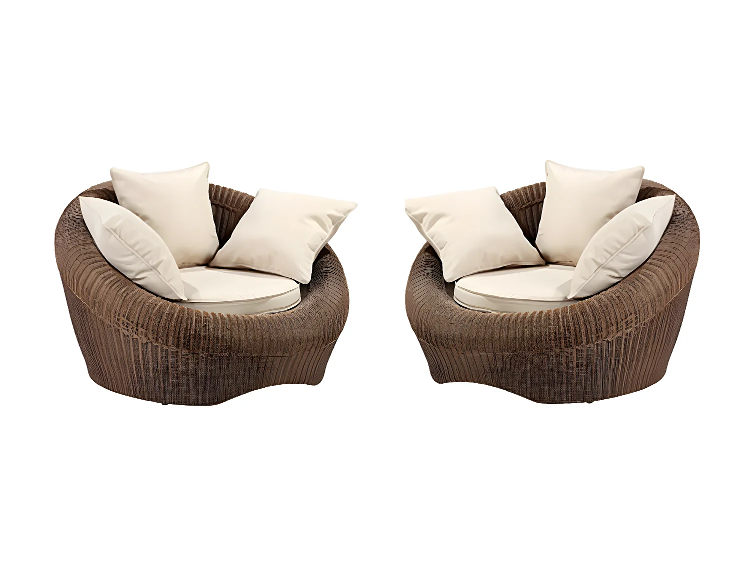 Gartensessel Polyrattan 2er-Set Braun - WHITEHEAVEN von MYLIA
