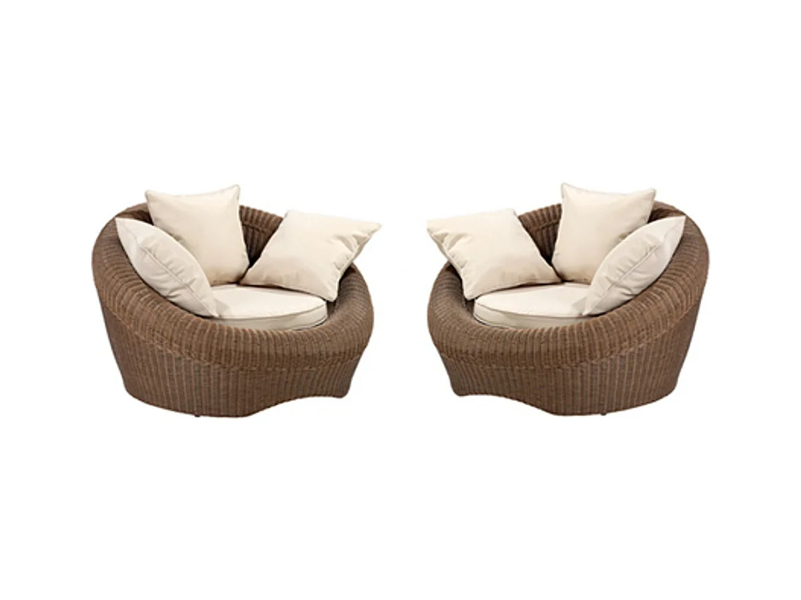 Lot de 2 fauteuils de jardin en résine tressée marron - WHITEHEAVEN de MYLIA