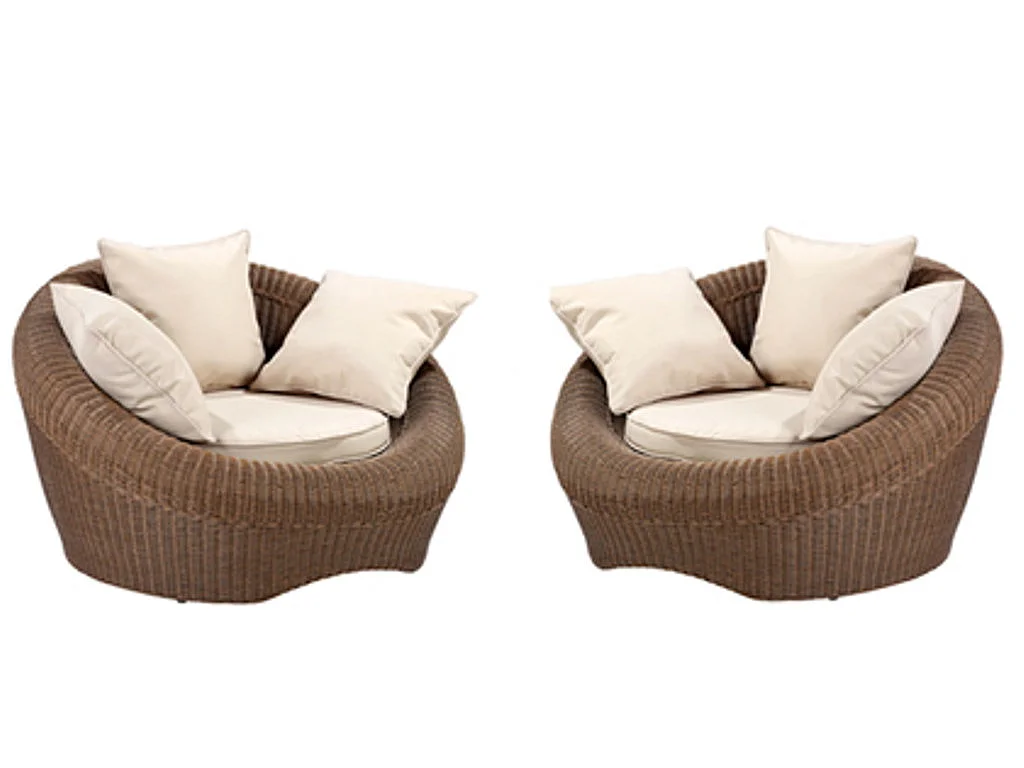 Gartensessel Polyrattan 2er-Set Braun - WHITEHEAVEN von MYLIA