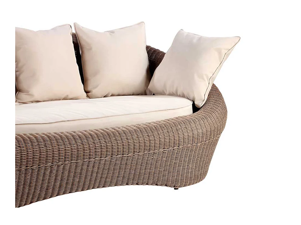 Sofá 3 lugares de jardim em resina entrançada castanho - WHITEHEAVEN
