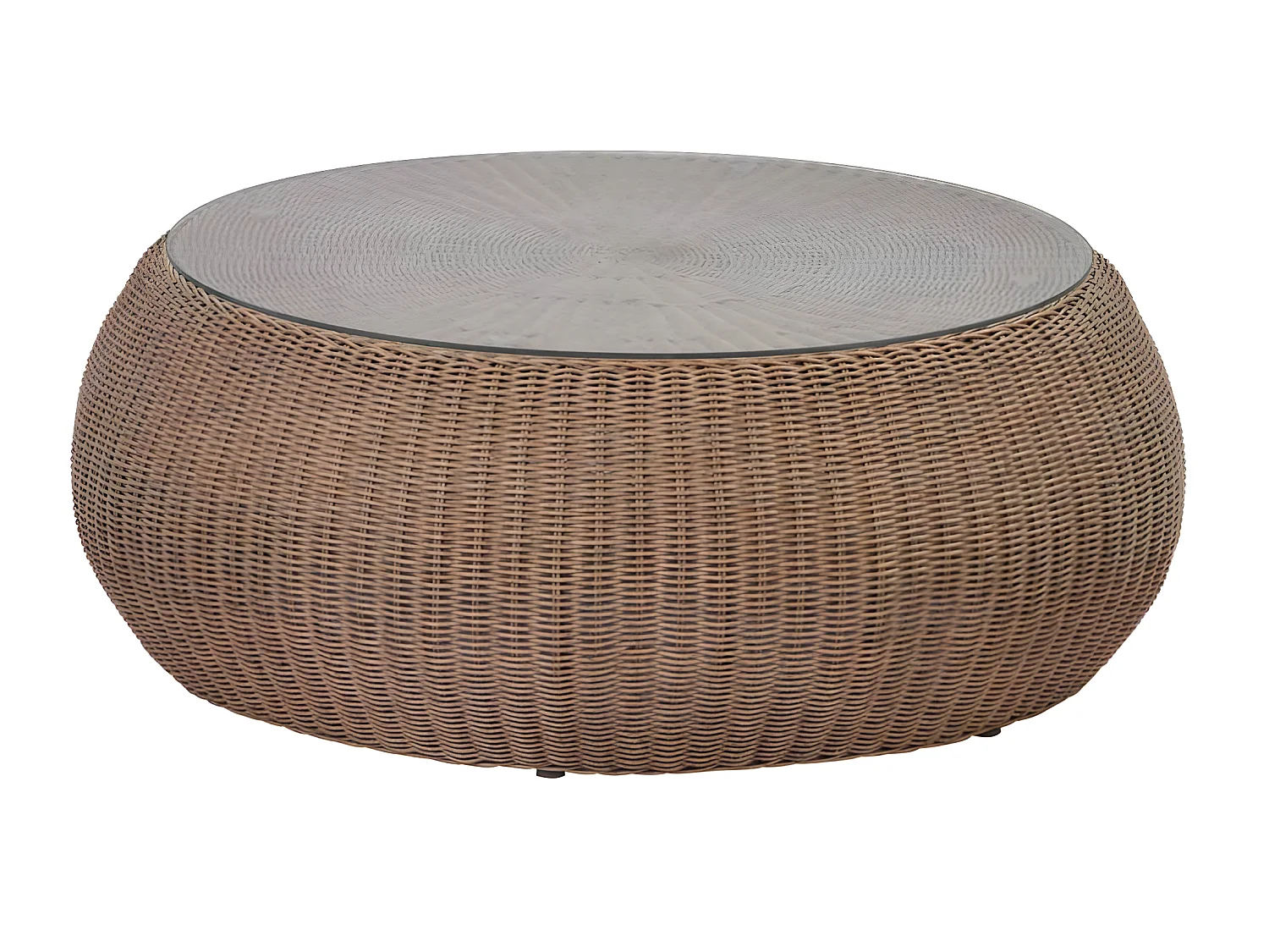 Tuinloungeset van karamelkleurig gevolchten hars - 1 zitbank, 2 fauteuils en 1 salontafel - WHITEHEAVEN van MYLIA