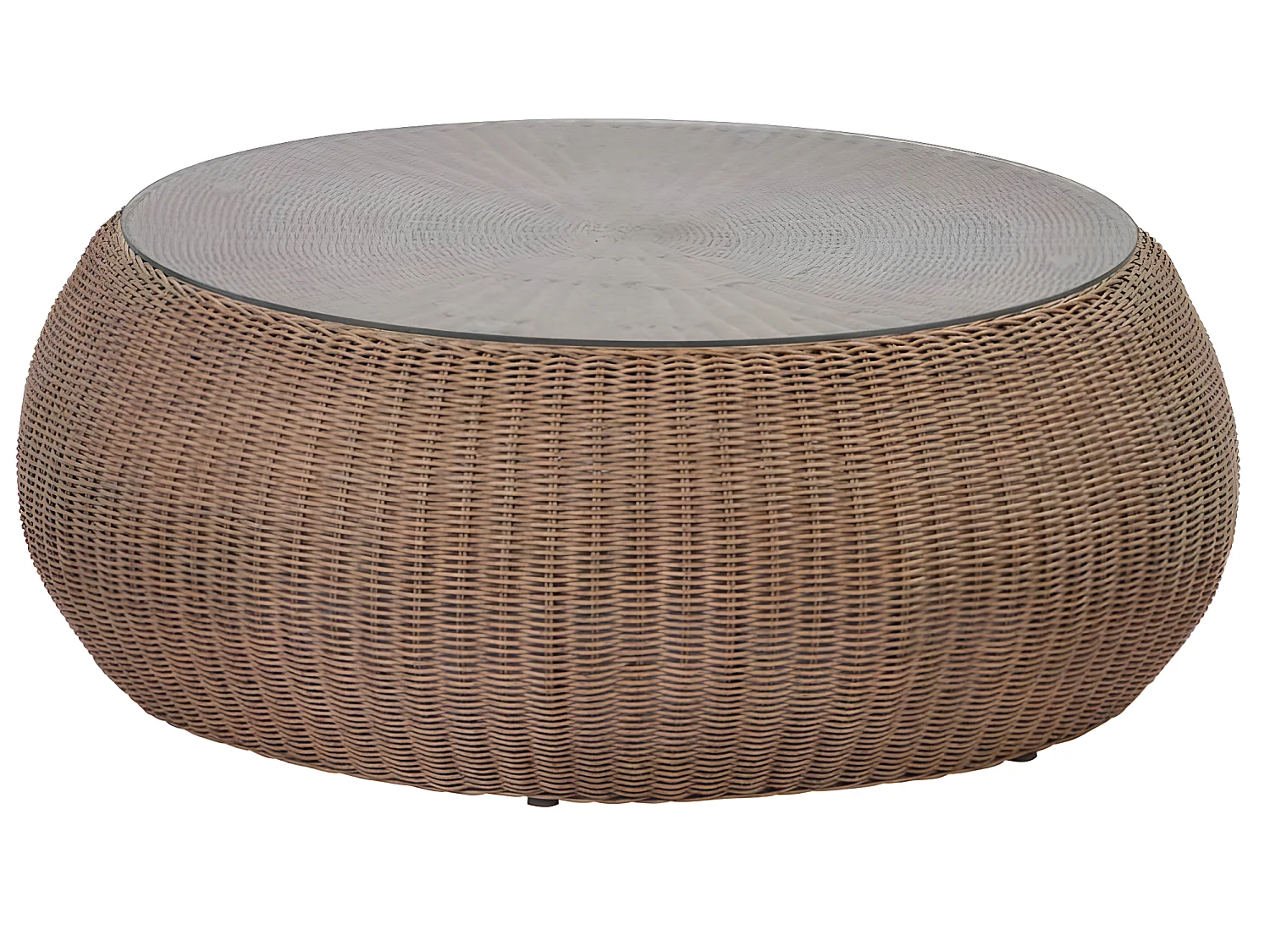 Salotto da giardino in resina intrecciata marrone: divano, 2 poltrone e tavolino - WHITEHEAVEN