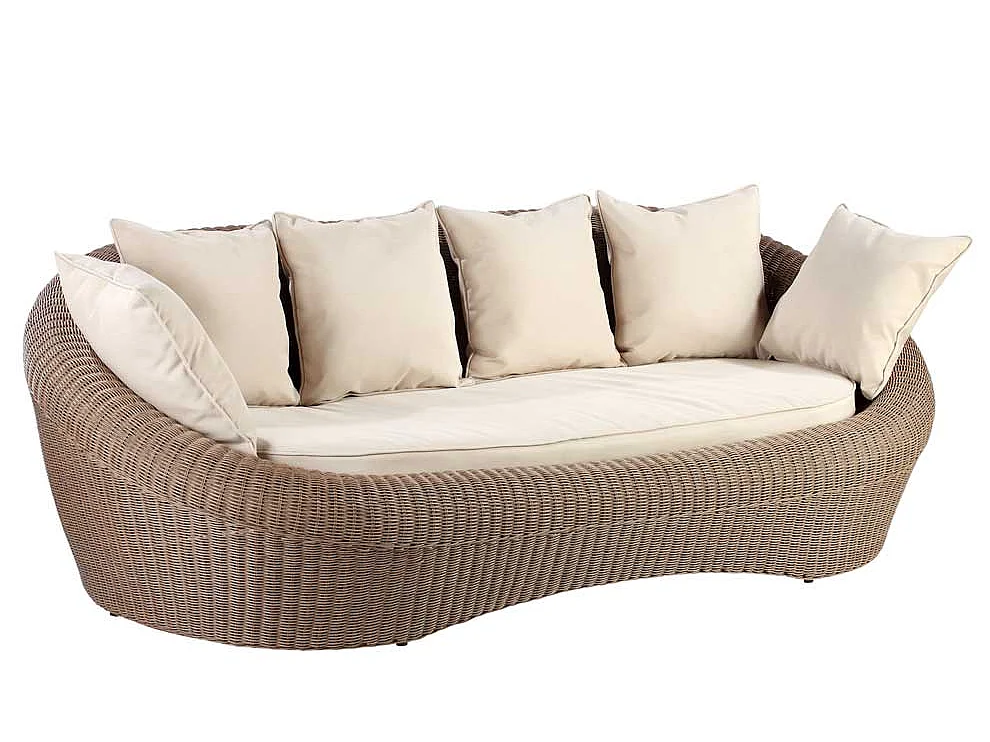 Salotto da giardino in resina intrecciata marrone: divano, 2 poltrone e tavolino - WHITEHEAVEN