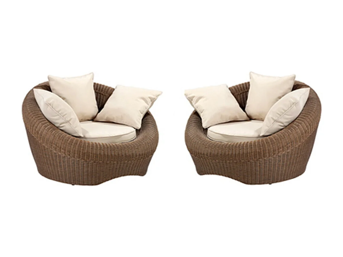 Salotto da giardino in resina intrecciata marrone: divano, 2 poltrone e tavolino - WHITEHEAVEN