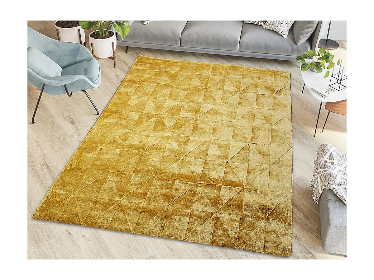 Alfombra ANVERS 100% viscosa 160x230 cm amarillo mostaza