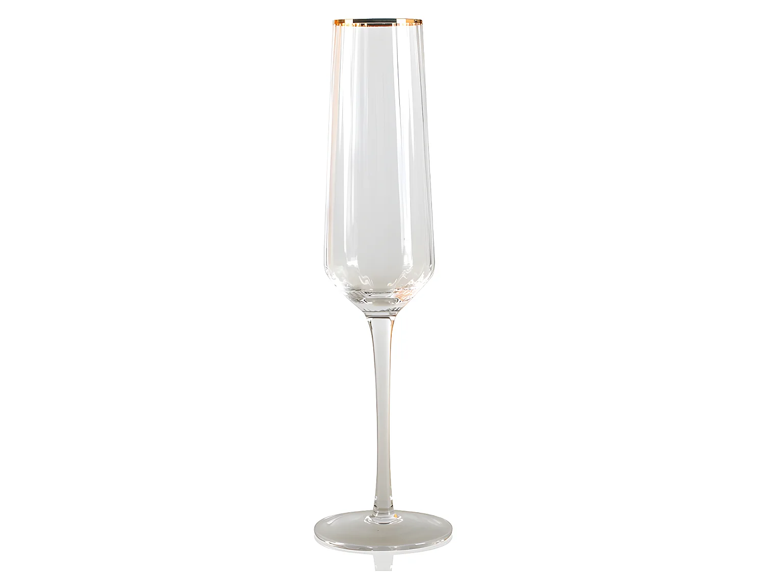 Lot de 6 flûtes à champagne striées art déco 30cl CELEBRATION - D. 7 x H. 26 cm - liseré doré