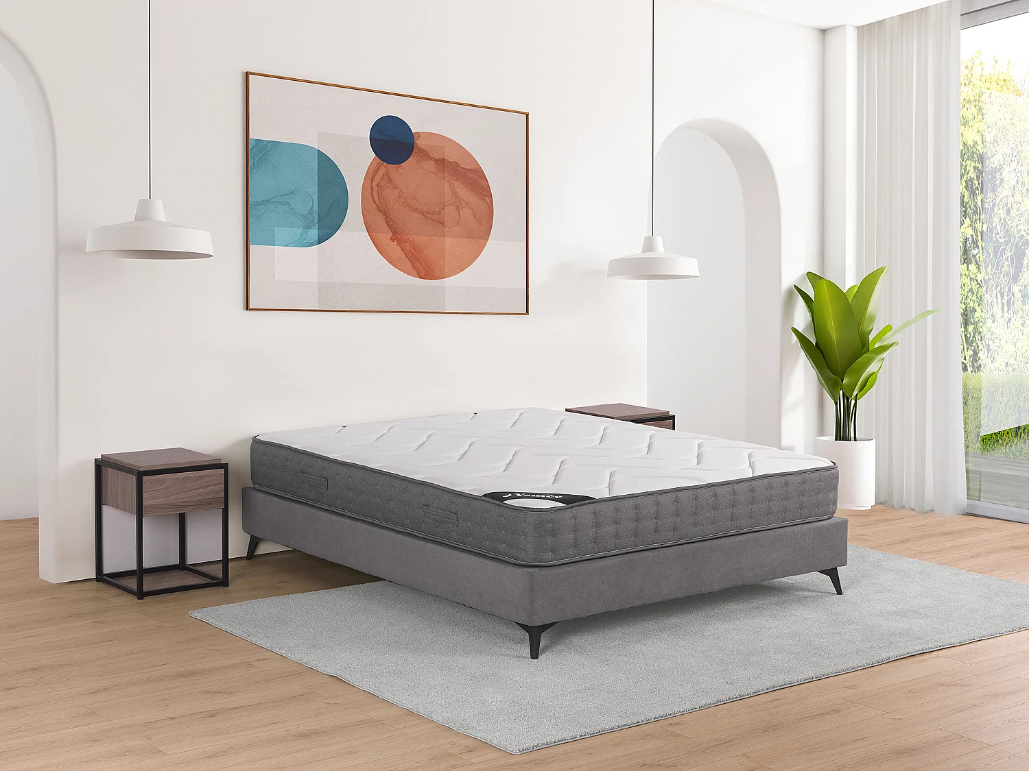 Matelas 160 x 200 cm ressorts ensachés 5 zones accueil mémoire de forme ép.23cm - BABYLONE de YSMÉE